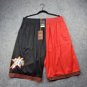 Mitchell & Ness Hardwood Classics 76ers Shorts Mens XLT Red Black Split Mesh